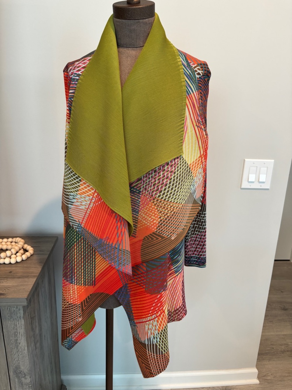 Viral Bounce Jacket Multicolor Geometric Throw with Olive Green Accent